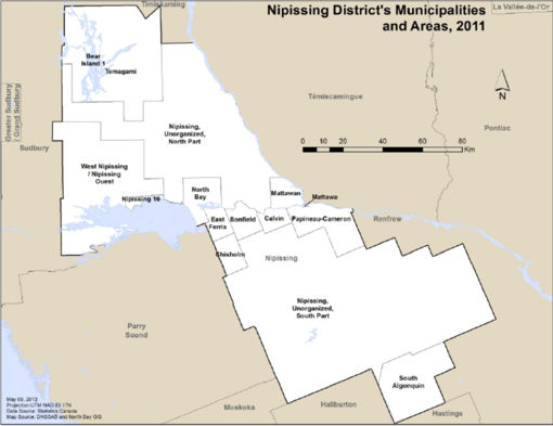 Map of the Municipalities within the Nipissing District